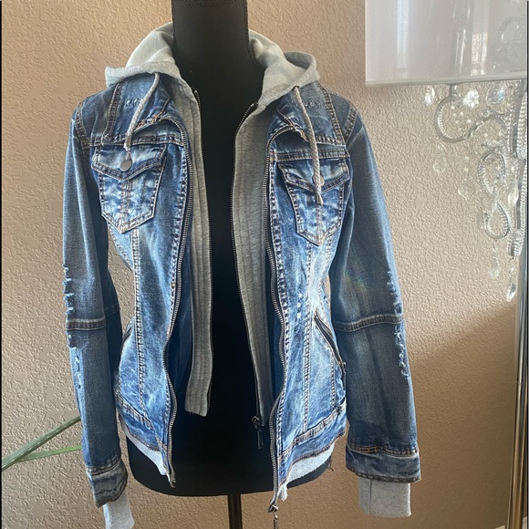 LA Coalition Jackets & Blazers - Denim Jacket with removable sweatshirt lining and hood
